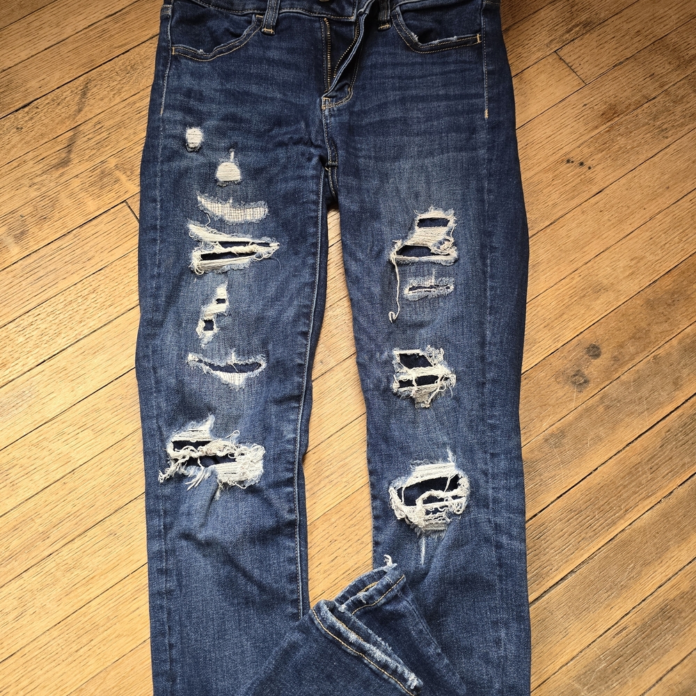 American Eagle Outfitters Ripped Blue Skinny Jeans